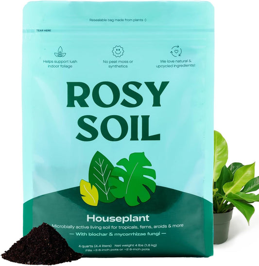 Rosy Soil Indoor Potting Soil - Organic Mix Enriched with Biochar for Healthy House Plants | 8qt