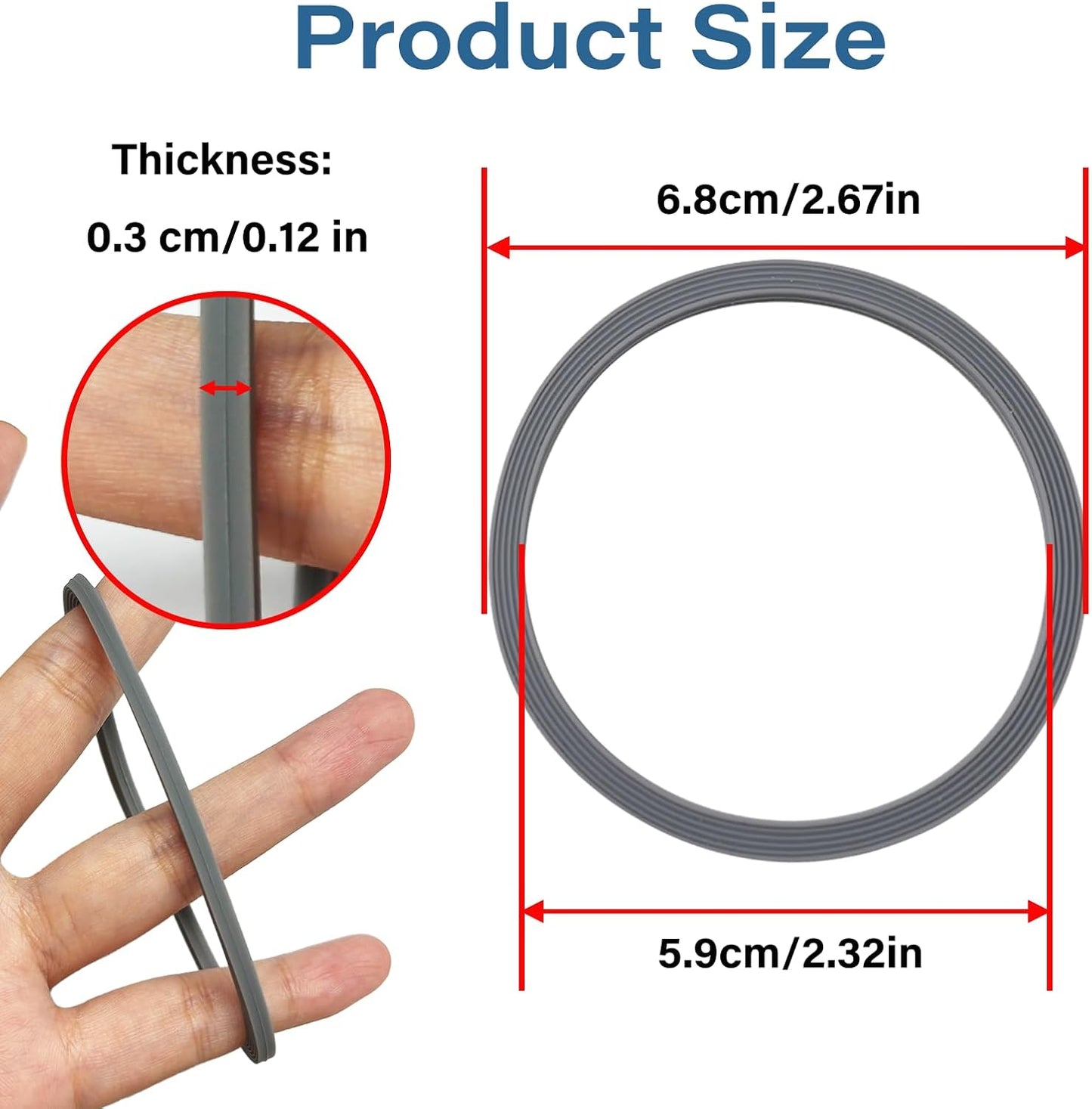 Owala | 6-Pack Water Bottle Gasket Replacement | Silicone Lid Seal O-Rings for 19/24/32/40oz Cups - Gray