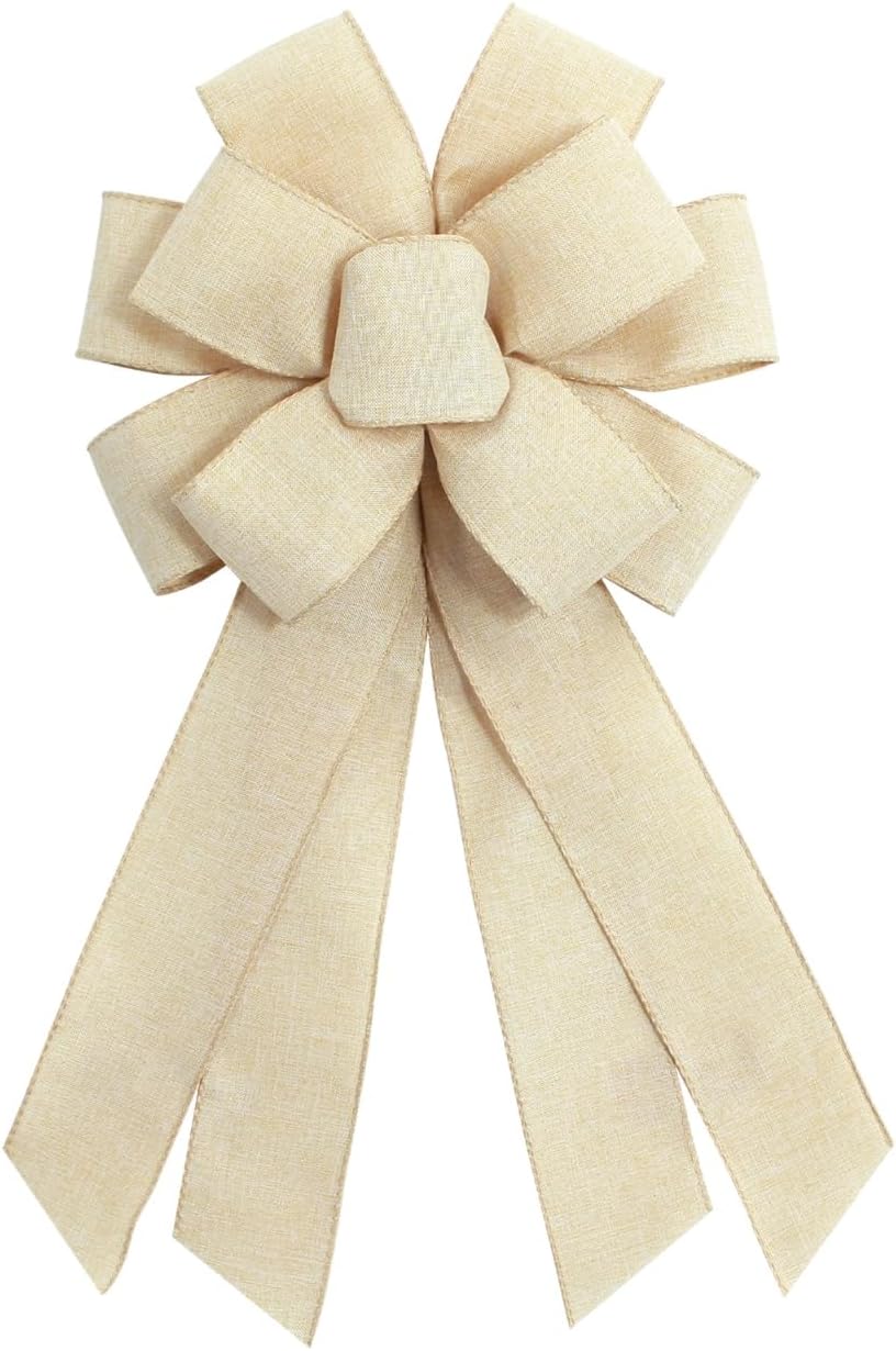 Natural Burlap Wreath Bow - Perfect for Birthdays, Anniversaries & Weddings | Home Front Door Decor