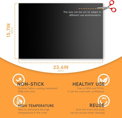 Heavy Duty Oven Liners by [Brand Name] - Non-Stick, Reusable Mats for Electric & Gas Ovens | 15.7” x 23.6” (2 Pack)