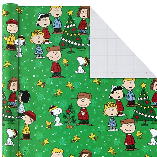 Hallmark Christmas Peanuts Wrapping Paper with Cut Lines, 3-Pack Holiday Gift Wrap