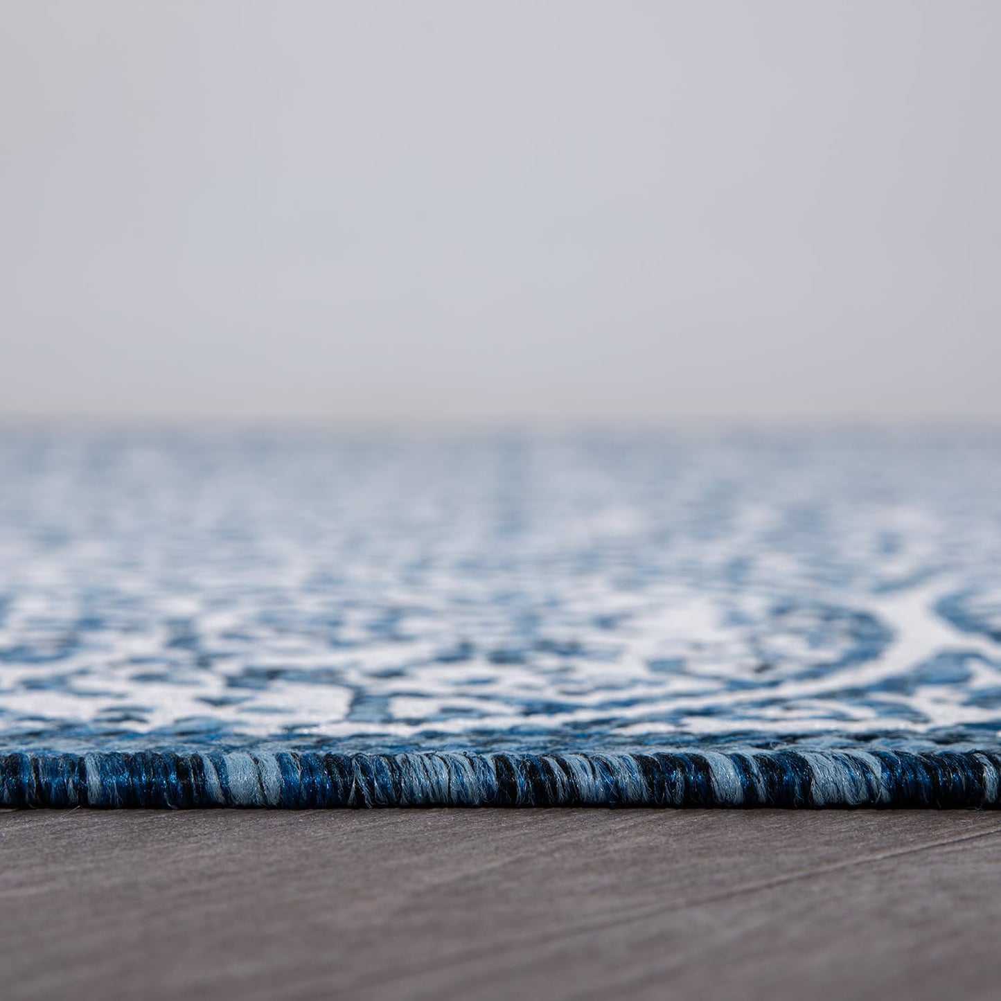 Rugshop Capri Transitional Floral Circles Textured Flat Weave Easy Cleaning Outdoor Rugs for Deck,Patio,Backyard Indoor/Outdoor Area Rug 5' x 7' Navy