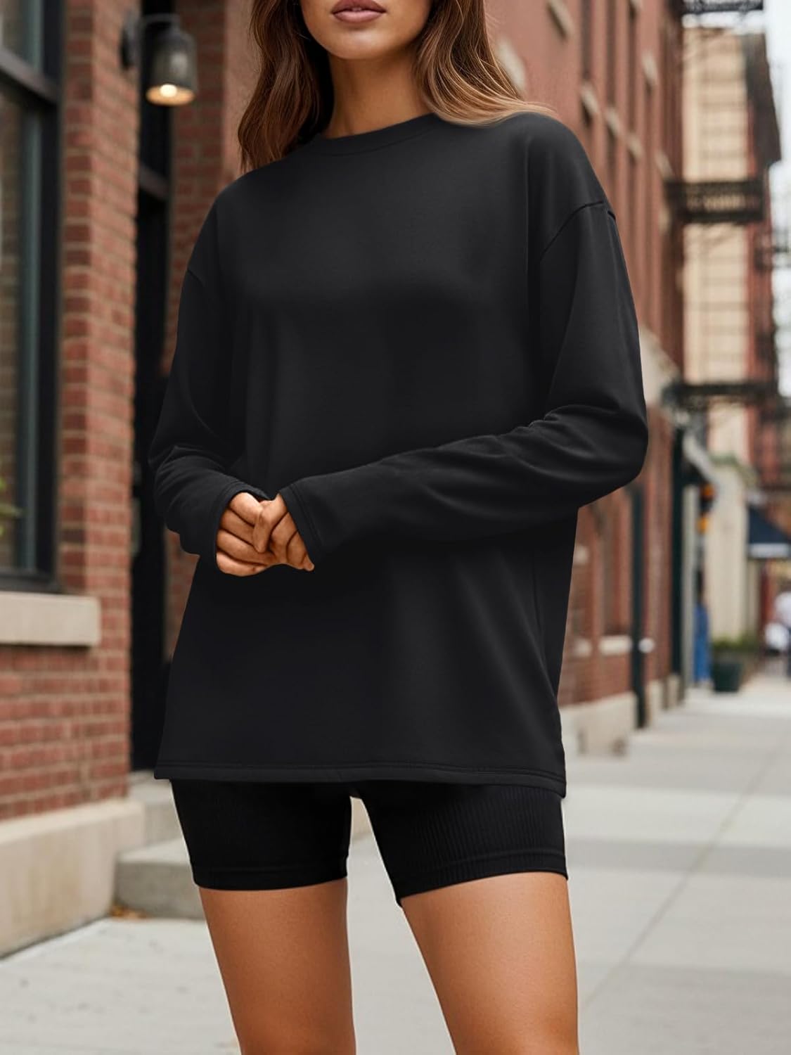 Trendy Queen Oversized Long Sleeve T-Shirt - Casual Spring & Fall Basic Tee for Women