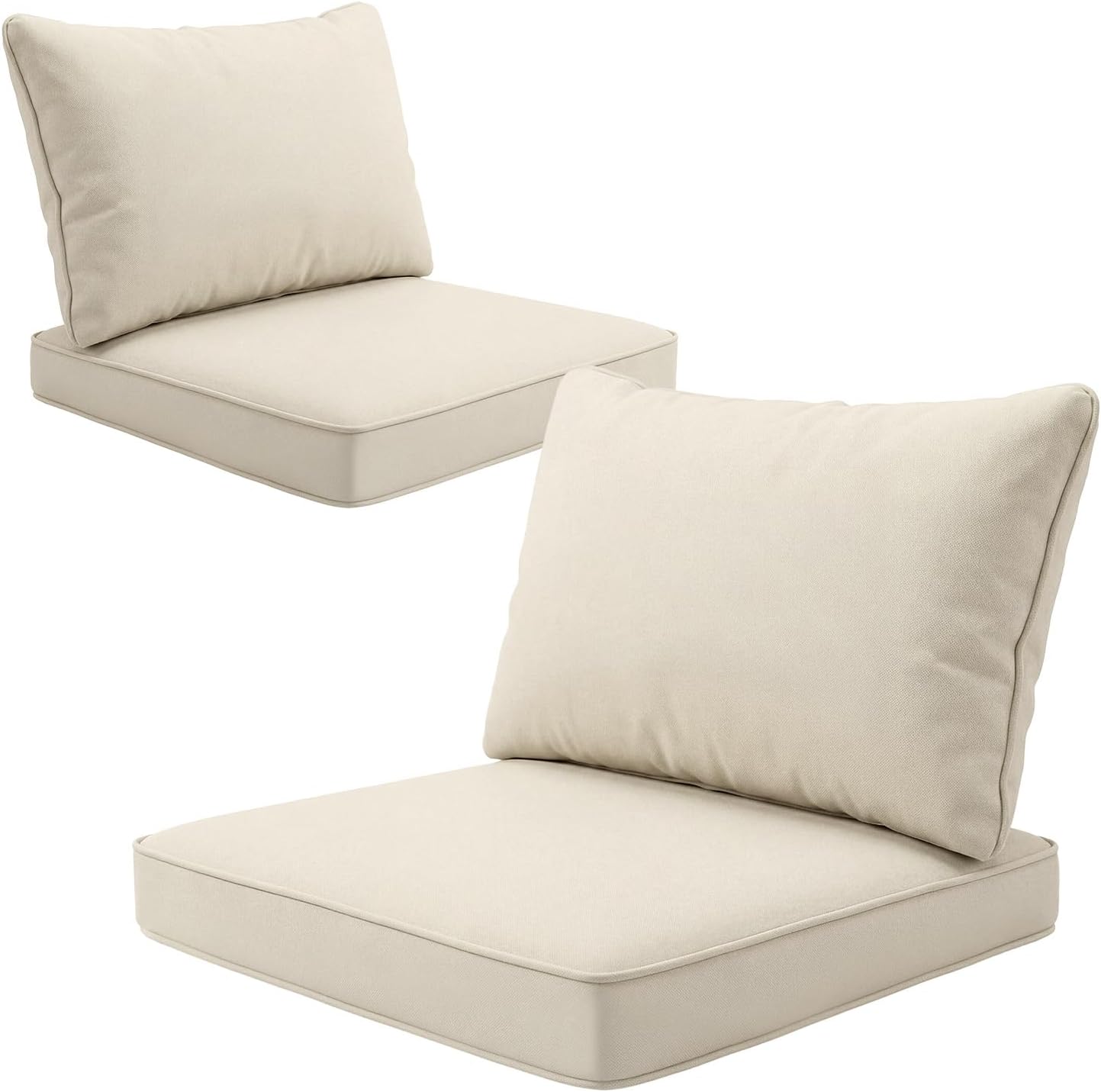 Skiennix 4PCS Patio Cushion Covers - Splash-Proof Deep Seat Slipcovers for Outdoor Furniture | Beige
