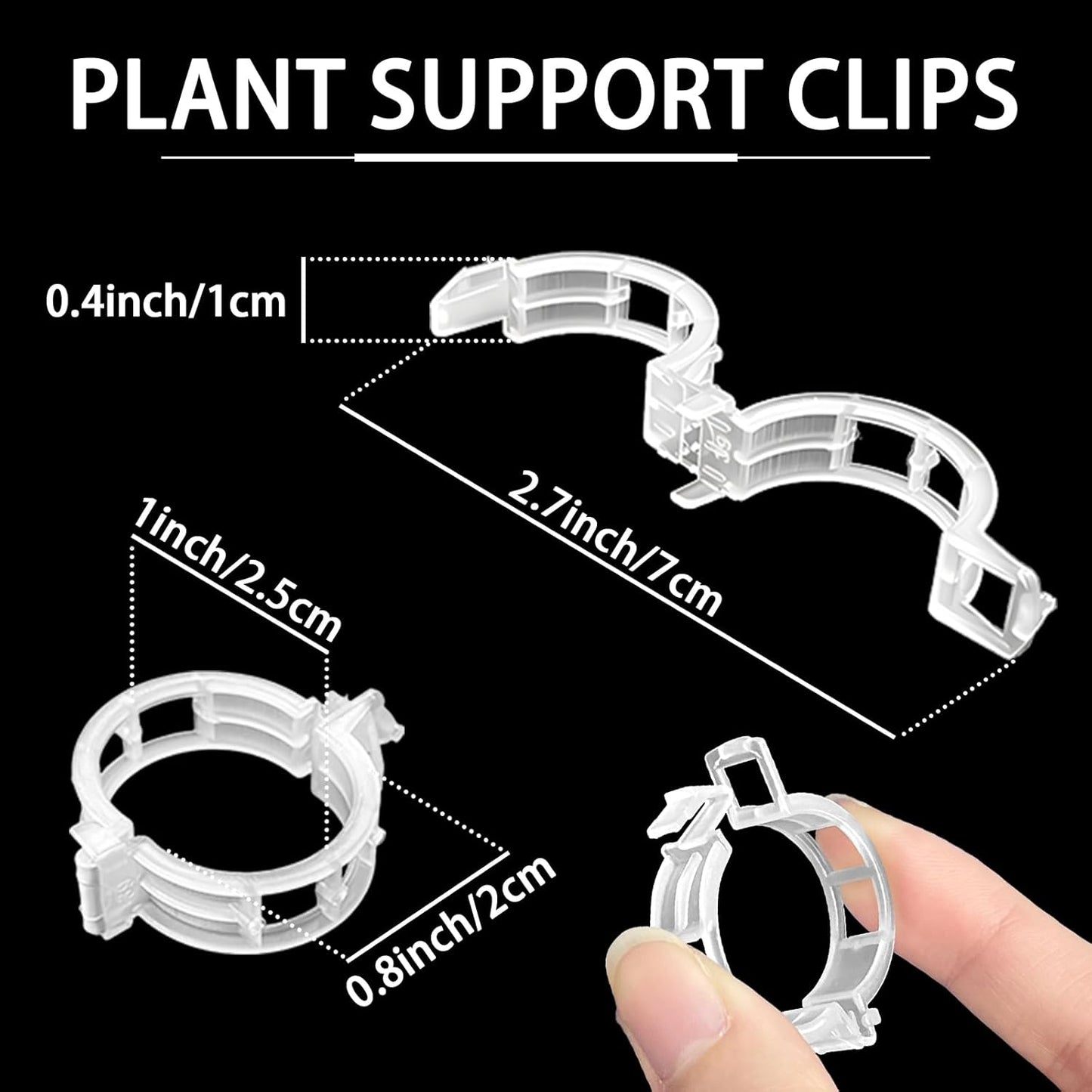 Pynqdfu Plant Support Clips - 400 Pcs Plastic Tomato & Vine Clips for Indoor/Outdoor Gardening (White)