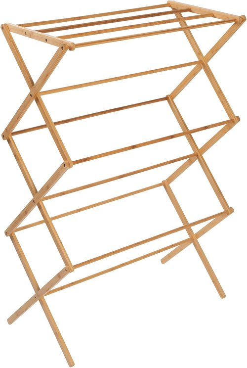 Honey-Can-Do Collapsible Bamboo Drying Rack - Sturdy, Foldable & Portable Laundry Solution for Indoor/Outdoor Use