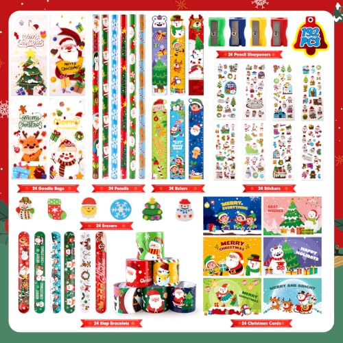 Christmas Party Favor Set for Kids - 24 Pack Holiday Stationery & Toys