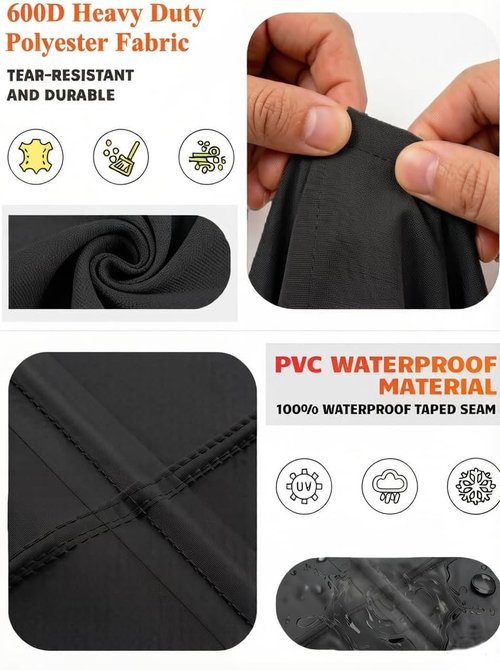 600D Heavy Duty Waterproof Patio Furniture Covers - UV Resistant Rectangular Table & Chair Set | 74" W x 47" D x 28" H - Black
