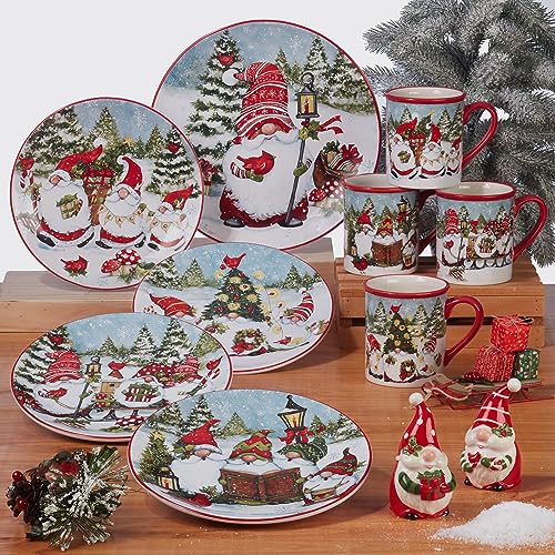 Certified International Christmas Gnomes Dinnerware Set, Service for 4