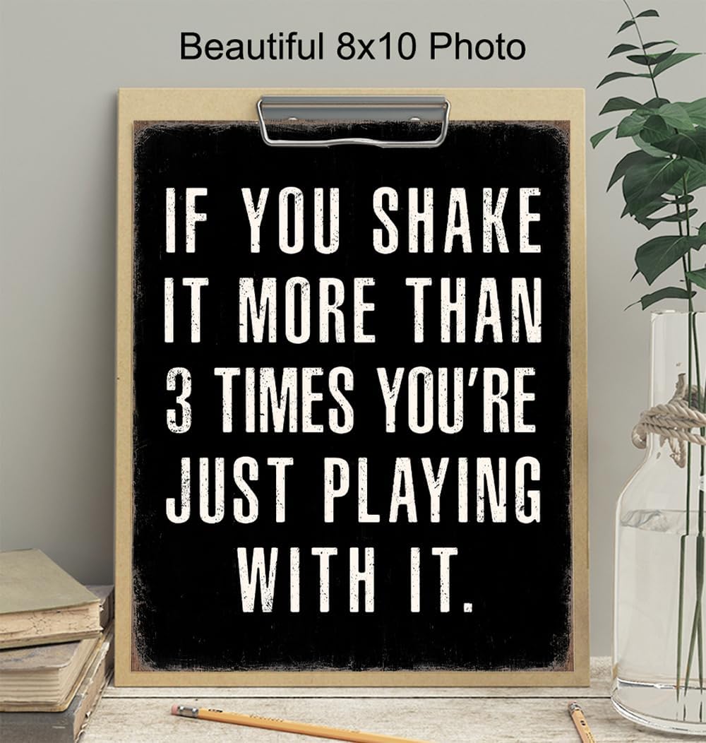 Skiennix Bathroom Wall Decor - Rustic Black Funny Sayings | Sarcastic Gifts for Him - Masculine Art Print
