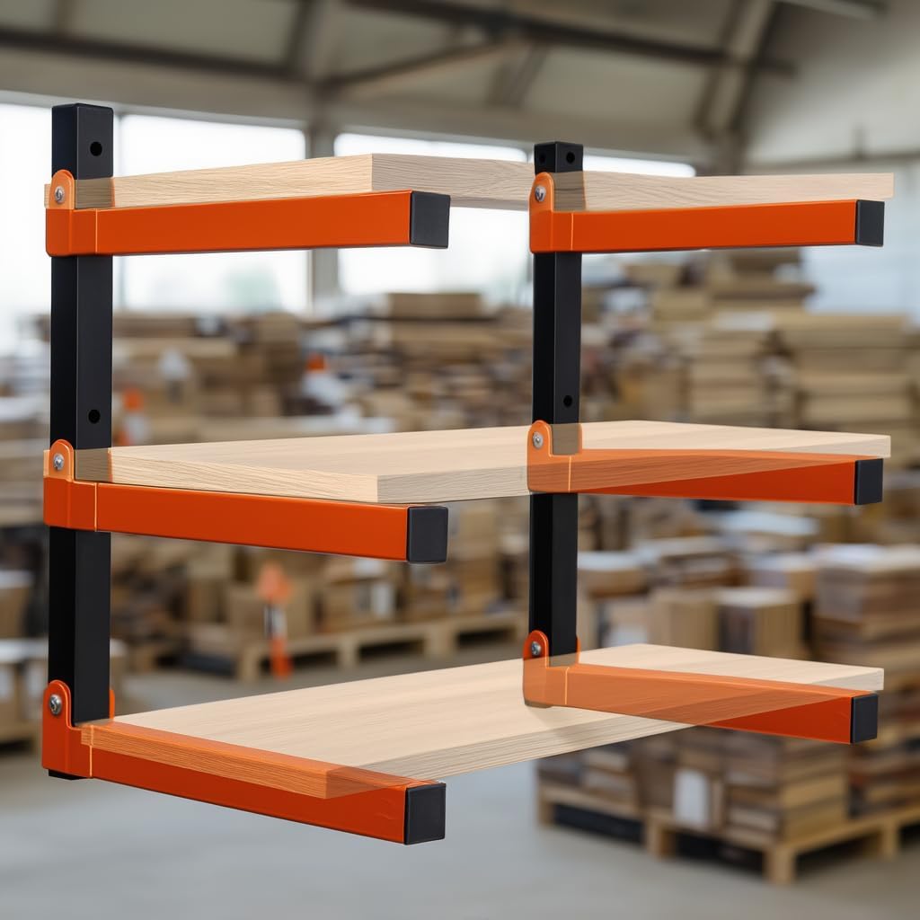 Wefaith Wood Organizer - Heavy Duty Metal Cantilever Shelves | 3-Level Storage Rack Holds 600 Lbs - 2 Pack
