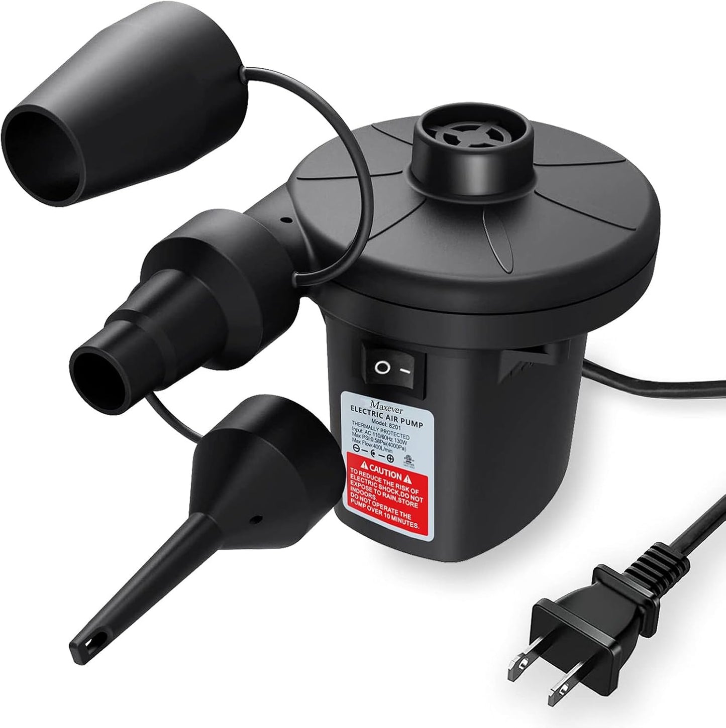 Quick-Fill Electric Air Pump - Portable Inflator/Deflator with 3 Nozzles for Inflatables | AC 110V-120V