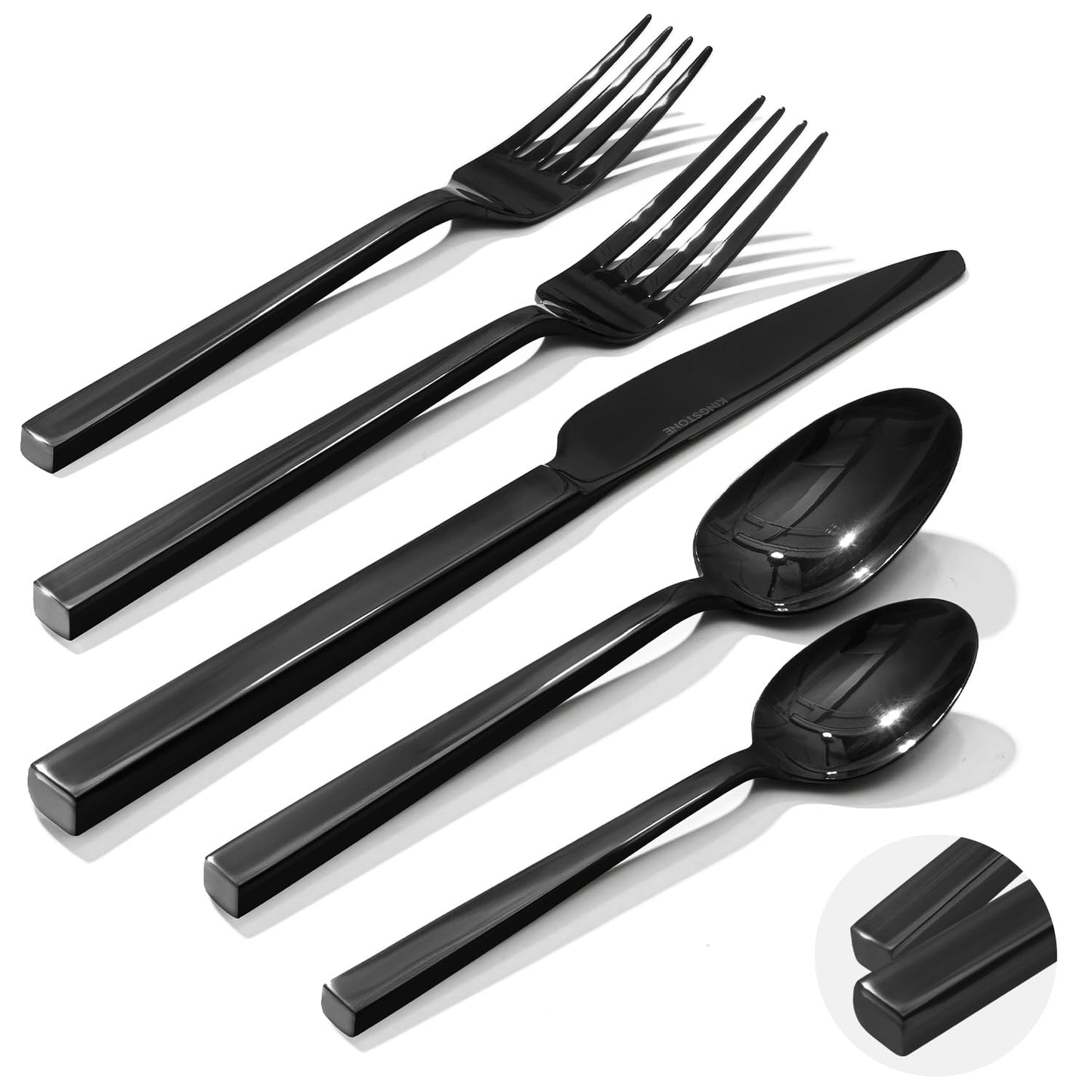 KINGSTONE Silverware Set, 60-Piece Flatware Cutlery Set Premium Stainless Steel, Service for 12, for Kitchen, Home, Wedding, Party, Mirror Polished and Dishwasher Safe