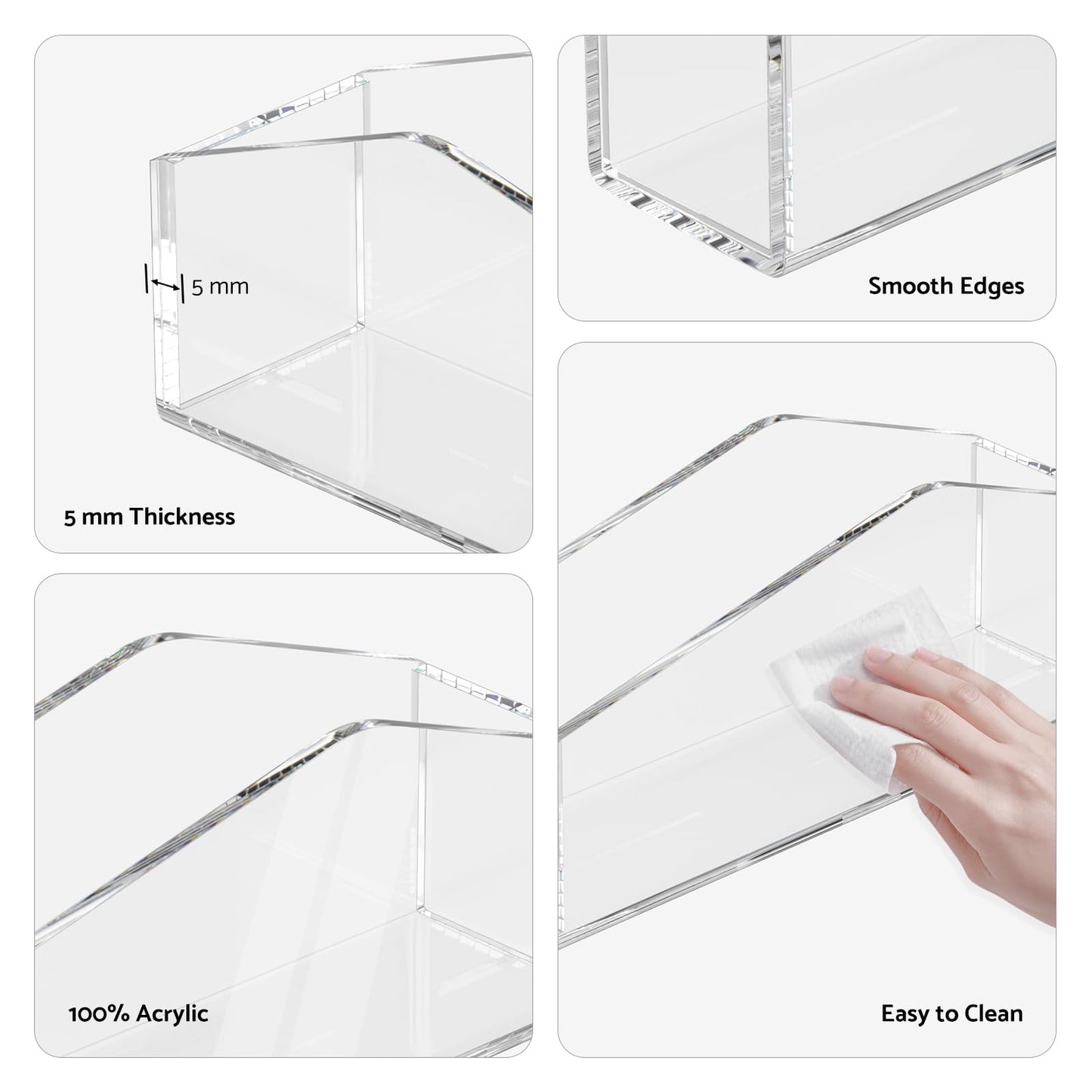 HIIMIEI Acrylic Napkin Holder for Bathroom: Waterproof Splashing Guest Towel Holders, Vertical Disposable Paper Hand Towels Tray, Clear Rectangle Napkins Holder for Kitchen, Dining Table (1 Pack)