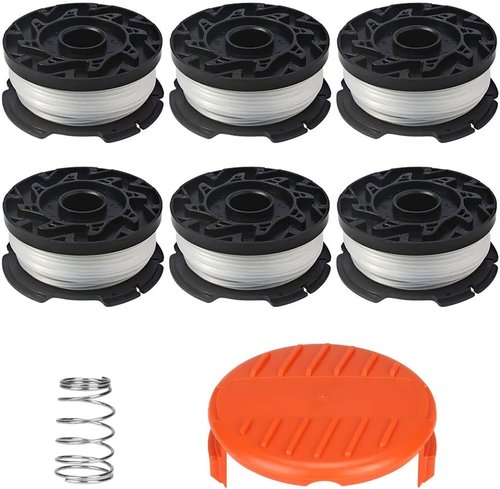 Black Decker AF-100 Replacement Spools - 30ft 0.065” Auto-Feed String Trimmer Refills (6 Spools, 1 Cap, 1 Spring)