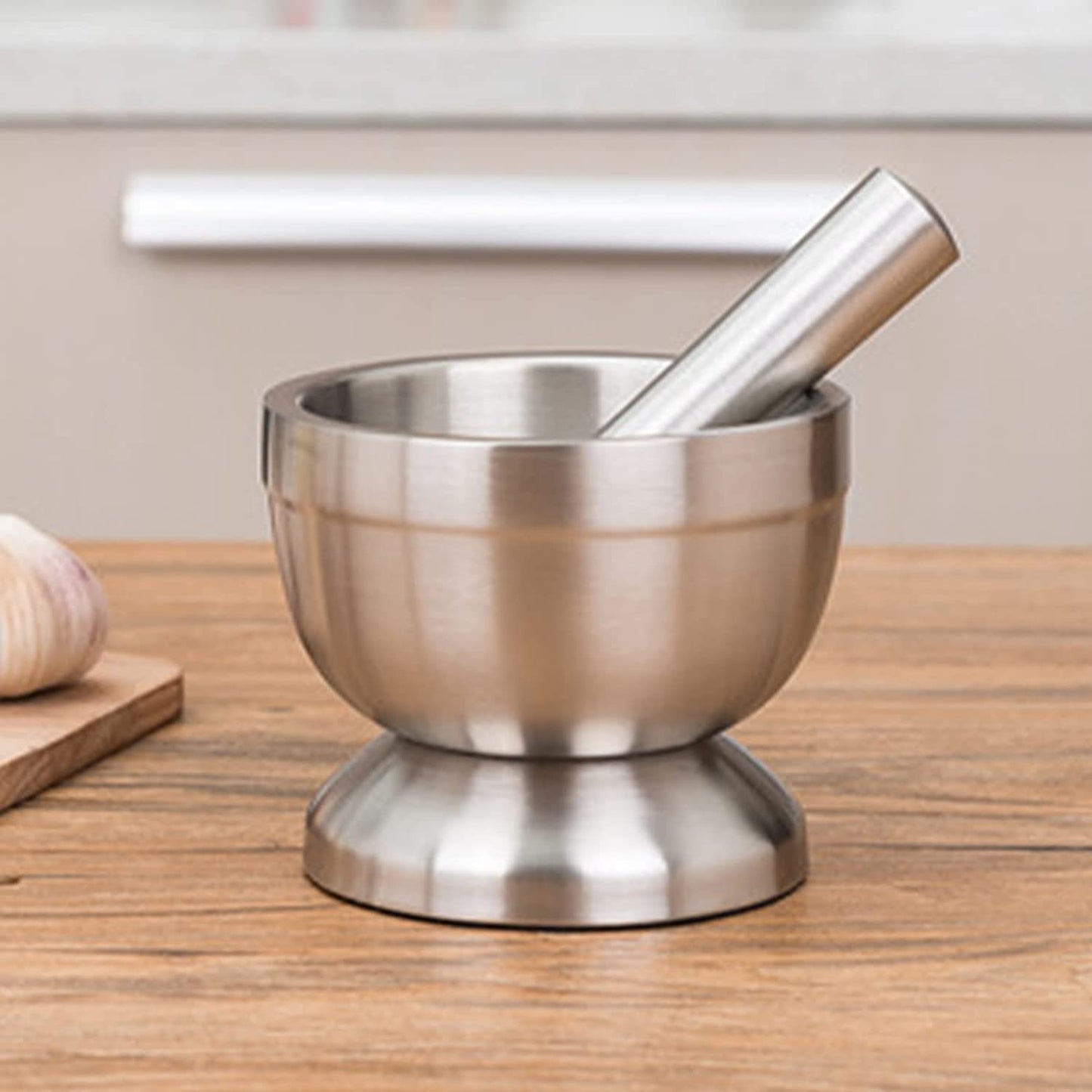 SLIUGLOVEUN Stainless Steel Mortar and Pestle, Pill Crusher, Spice Crusher, Non-Slip Base Grinding Herb Spice, Kitchen Spice Herb Pesto Crusher (Small)