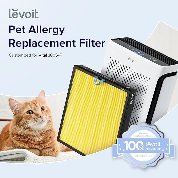 LEVOIT Vital 200S-P Air Purifier Replacement Filter - HEPA & Activated Carbon for Allergens | 1 Pack, Yellow
