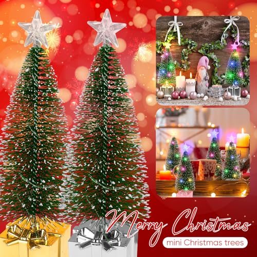 Mini Christmas Tree with Lights, 8 Pack Tabletop Lights for Indoor