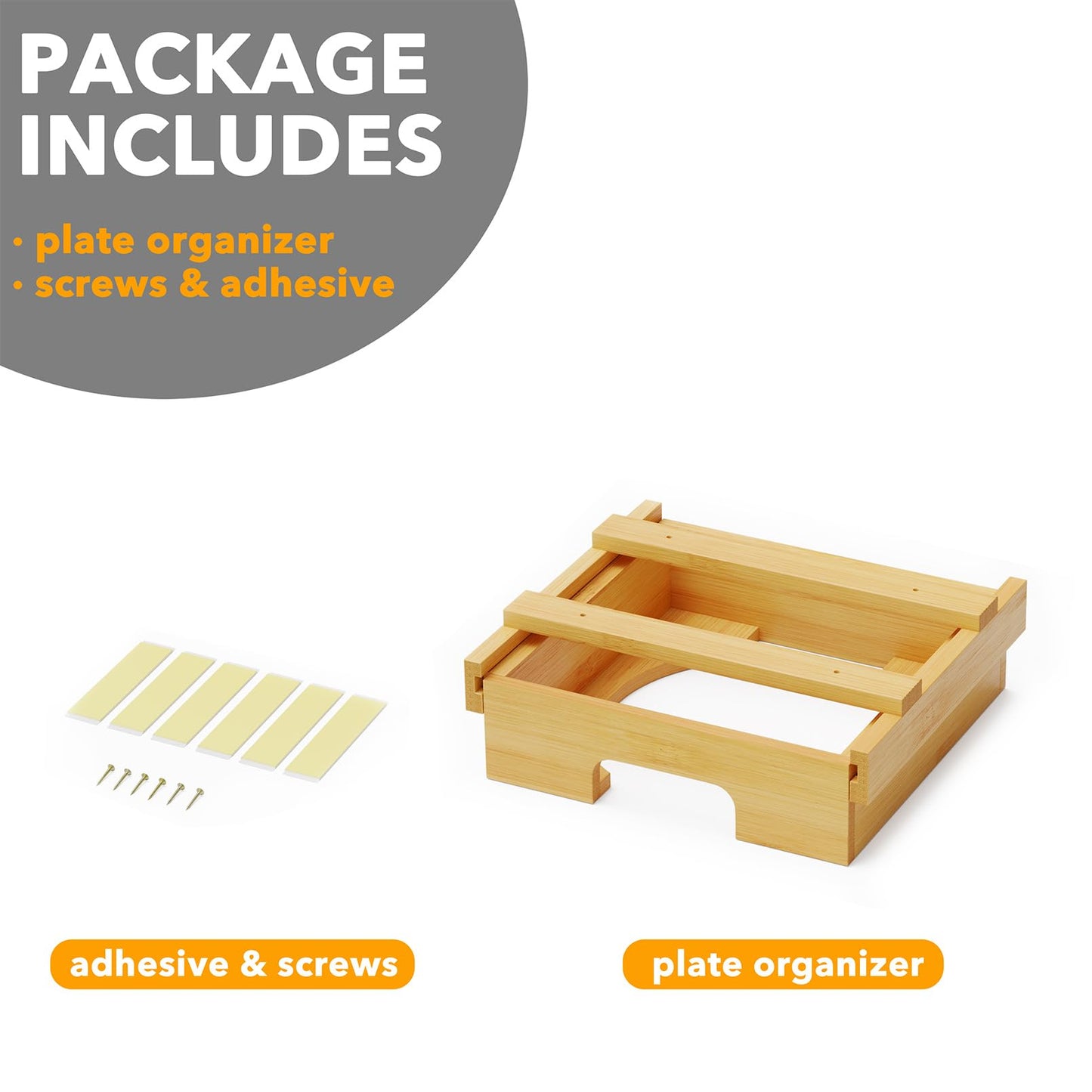 SpaceAid 8.5-inch Paper Plate Dispenser, Under Cabinet Bamboo Plates Holder, Kitchen Counter Vertical Dipensers Holders Countertop Caddy, Bamboo
