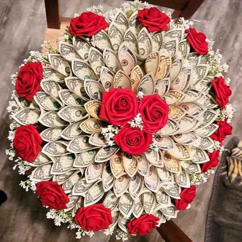 Artificial Flowers 25pcs Dark Red Roses Real Looking Foam Rose Fake Flowers with Stem/Leaves for DIY Wedding Bouquets Centerpieces Floral Arrangments Home Party Christmas Tree Decorations