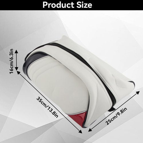 Golf Shoe Bag for Men & Women, PU Leather Travel Shoes Carrier Bag, Dustproof and Lightweight Outdoor Golf Accessories Storage for Sport Shoes, Socks, Tees & Balls(White)