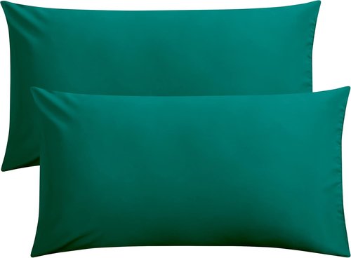 FLXXIE King Pillow Cases - Soft Microfiber Covers with Envelope Closure | Wrinkle & Fade Resistant, 20x36, Dark Green
