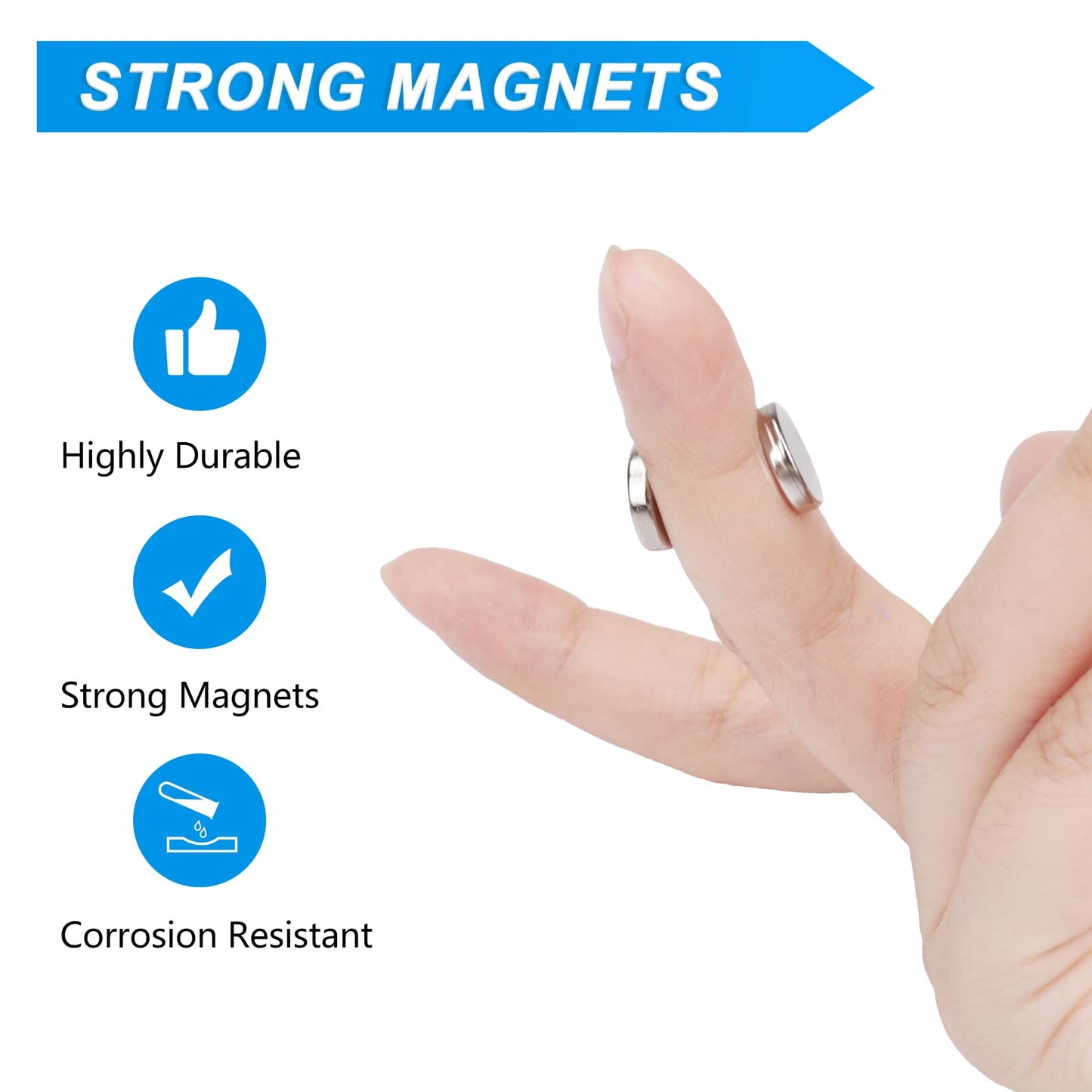 TRYMAG 50Pcs Super Strong Neodymium Magnets, 15x3mm Small Round Fridge Rare Earth Magnets for Crafts, Tiny Neodymium for Whitboard, Dry Erase Board, DIY, Scientific Models, Office