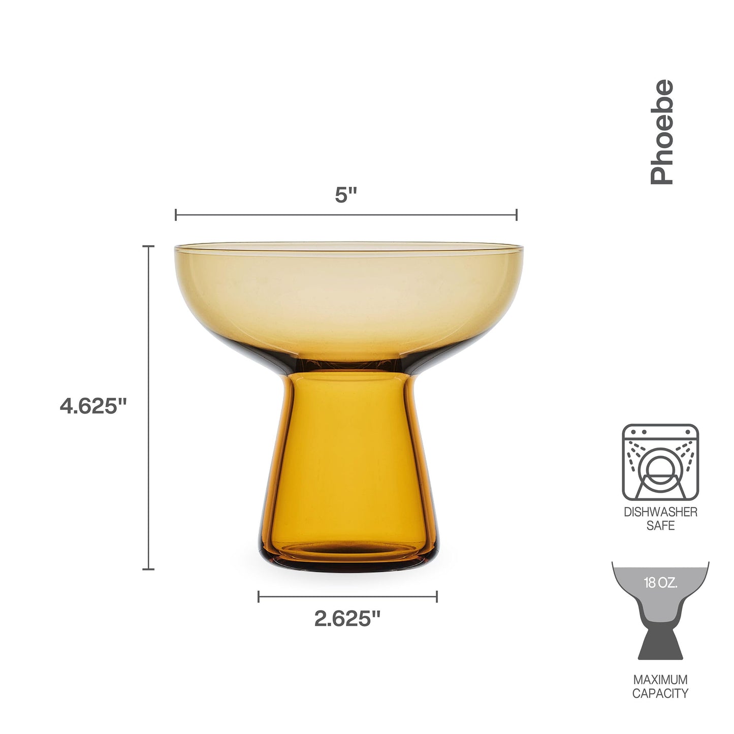 Mikasa Phoebe Margarita Cocktail Glass, Set of 4, Amber