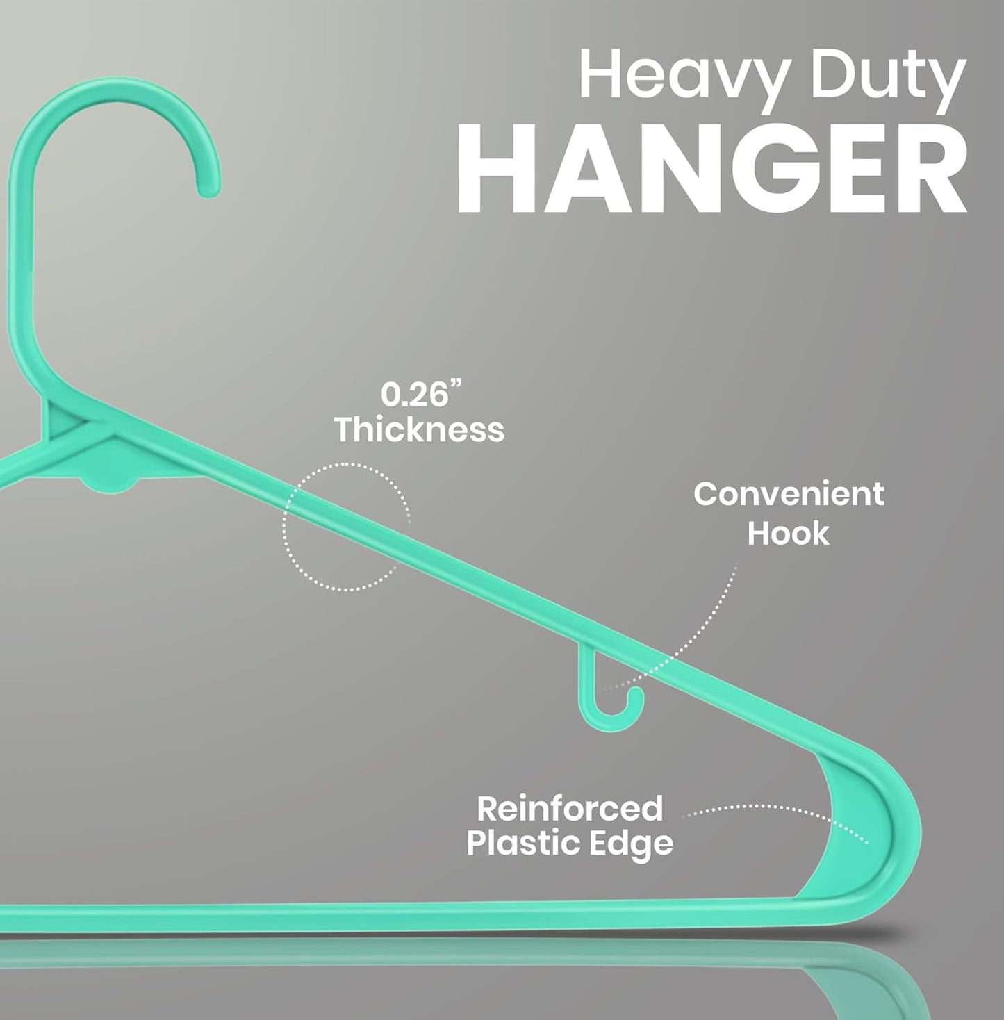 Utopia Home Plastic Hangers 50 Pack - Durable Space-Saving Closet Organizers - Built-In Strap Hooks (Aqua)