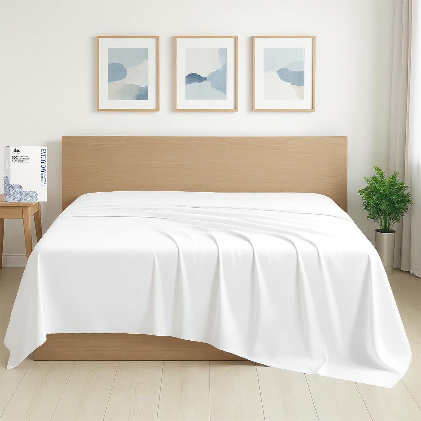 Mayfair Linen 100% Organic Cotton Percale Flat Sheet Twin Size - 1 PC Flat Sheet, White - Crisp, Cool and Strong Bed Linen, Top Sheets for Hot Sleepers, Luxury Breathable GOTS Certified Sheets