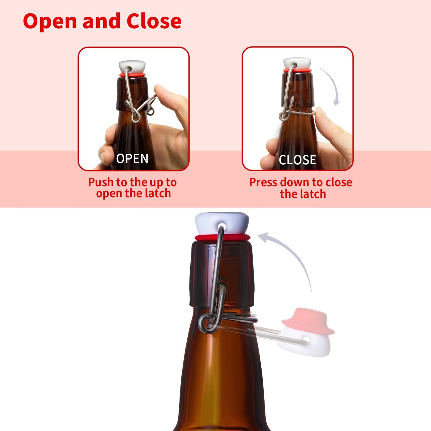 Zelomithe 12oz Amber glass bottle with Airtight Stopper Lids (10 Pack) -Swing Top Glass Bottles-Flip Top Brewing Bottle for Fermentation, Kombucha, Mead, Vinegar, Beer, Kefir, Wine,Soda,whisky