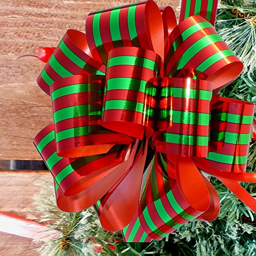 Christmas Gift Pull Bows Set of 9 - 5-inch Swirl & Stripe Holiday Decor, Variation: Christmas Prints 1