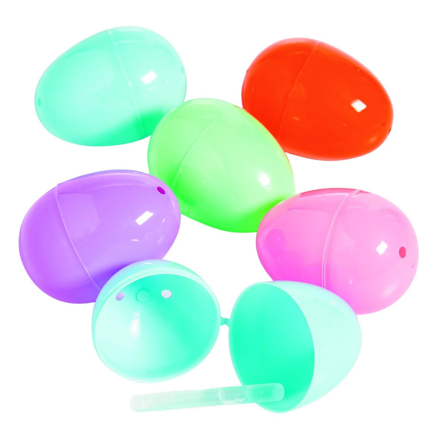 Fun Express, Glow in the Dark Easter Eggs with Mini Glow Sticks, 100 eggs, 100 Glow Sticks, Fillable Plastic Eggs, Multicolor Assortment, Easter Egg Hunt Kit, GID Easter Egg Hunt Supplies