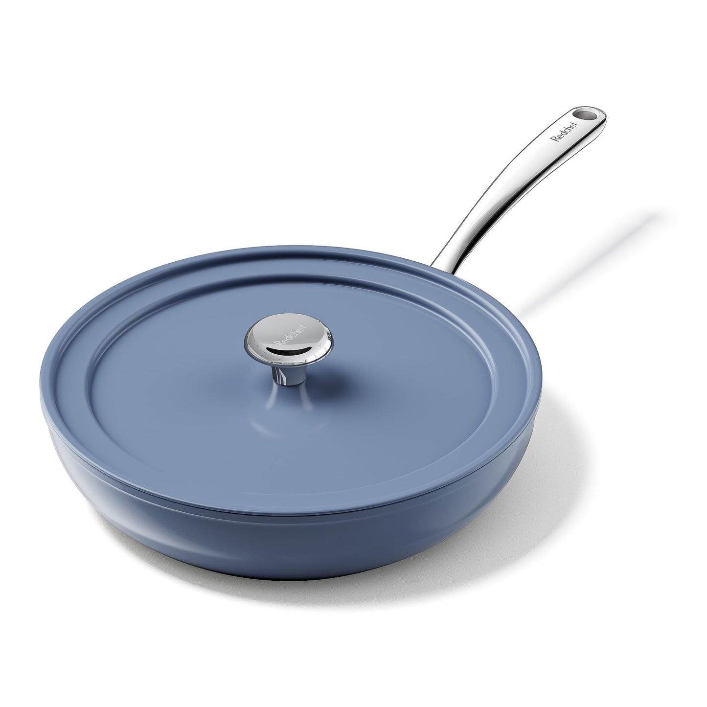 Redchef Ceramic Deep Saute Pan with Lid, Large Jumbo Cooker, 11 Inch Frying Pans Nonstick with Stay Cool Handle, Non Toxic Cooking Skillet, Kitchen, Induction Dishwasher Safe, PFOA & PFAS Free(Blue)