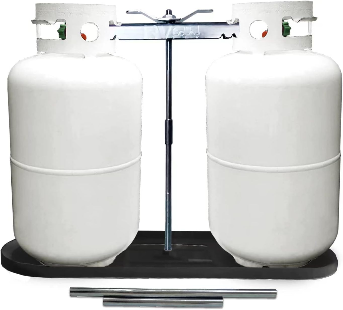 Skiennix RV Dual Propane Tank Mounting Rack - Fits 20lb, 30lb, and 40lb Tanks | Multiple Color Options