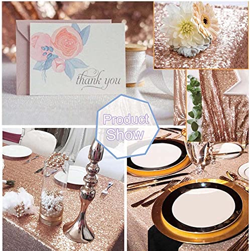 Rose Gold Sequin Tablecloth 50 x 80 in - Rectangular, 3mm Sequins