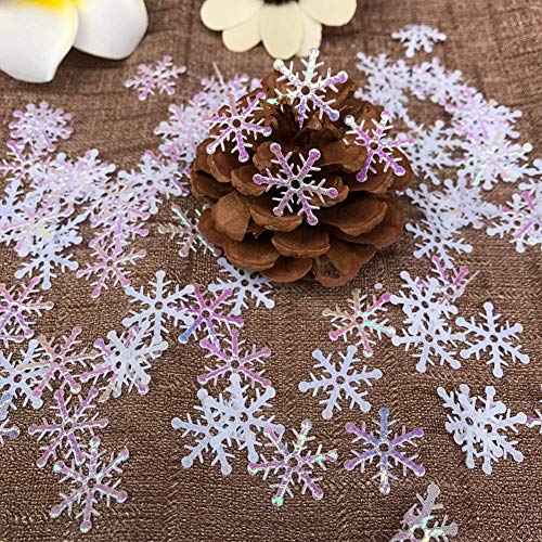 DIYASY 800 Pieces Christmas Snowflake Confetti, Glitter Sliver Sequins for Xmas Party Table Decorations 3 Size