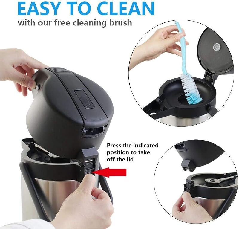3L Insulated Stainless Steel Coffee Dispenser with Pump - Large Thermal Carafe - 101.4 Oz - Hot Cold Water