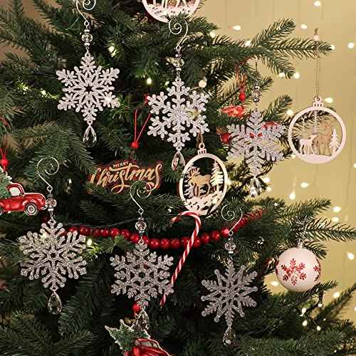 6Pieces Silver Snowflake Ornaments 6 Inches Acrylic Crystal Glitter Snowflakes Christmas Ornament for Winter Christmas Tree Decorations New Year Crafts