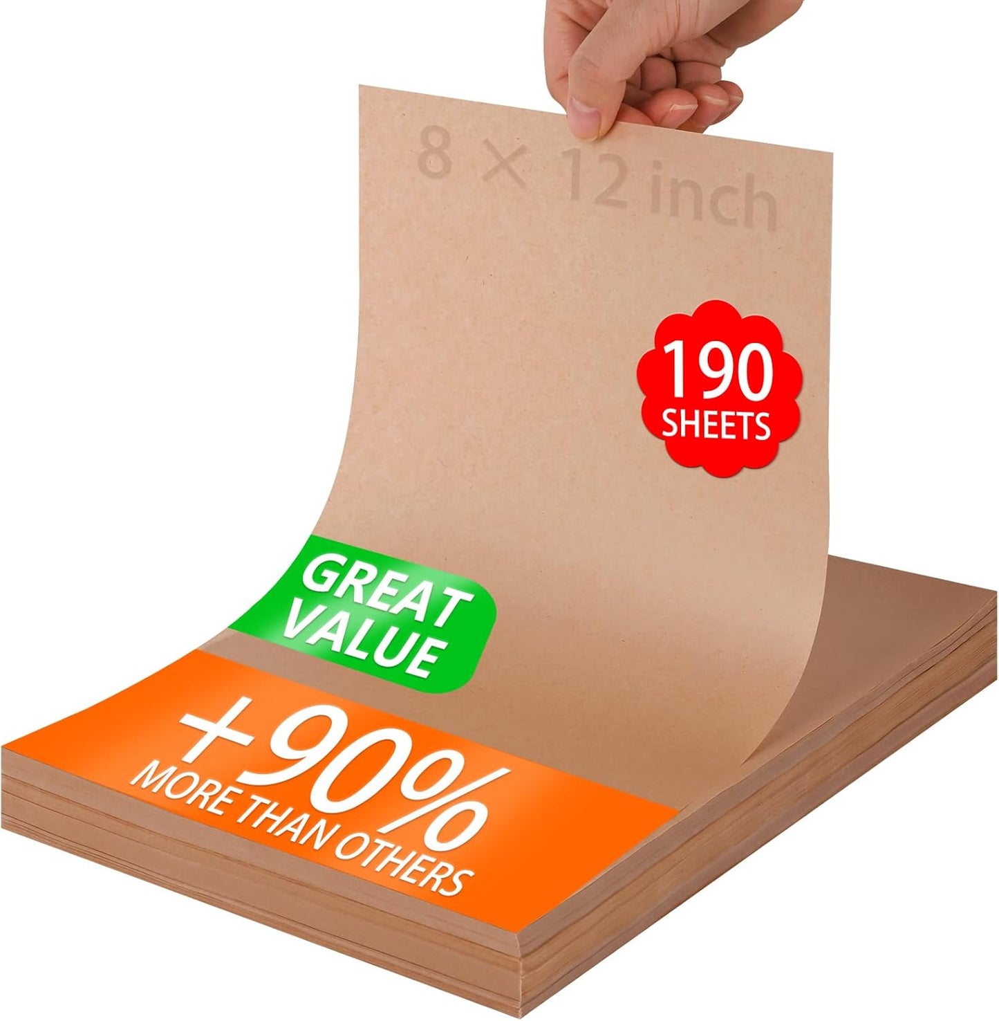 WMKGG Parchment Paper Sheets - 190 PCS Non-Stick Precut Baking Paper for Air Frying, Grilling & More | 8x12 Inches
