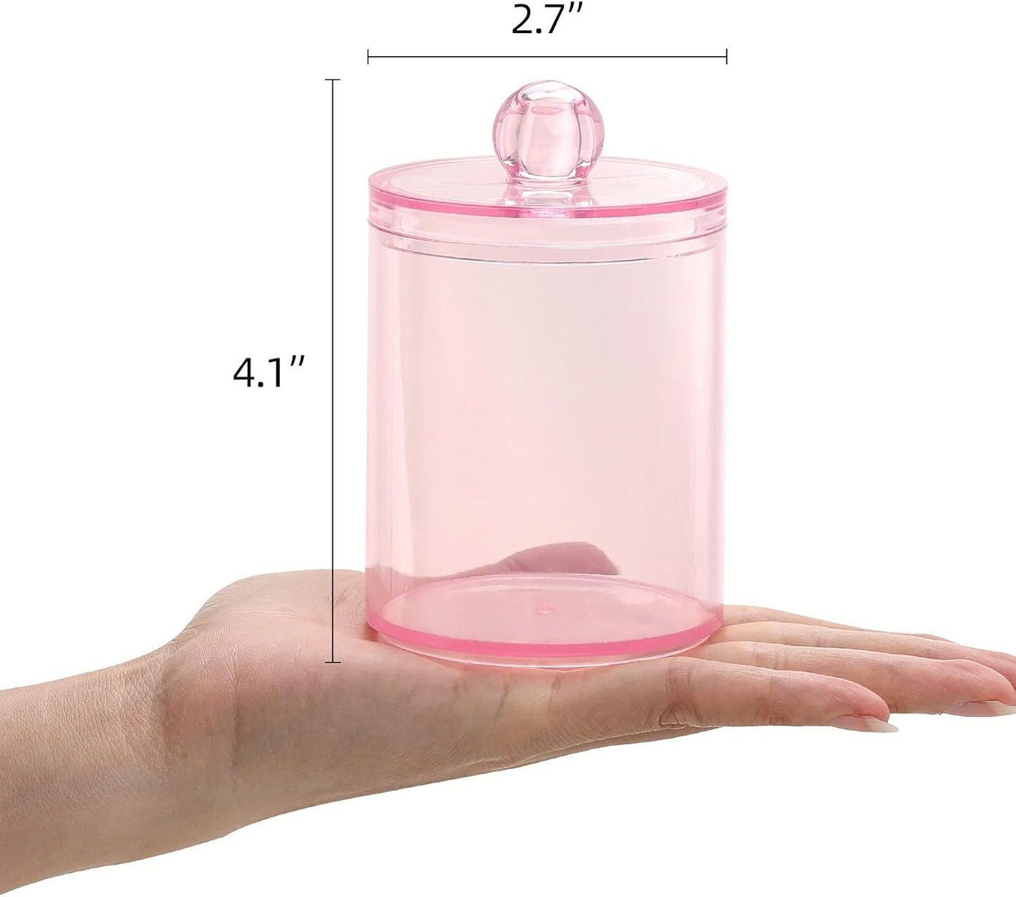 Tbestmax Apothecary Jar - 10 OZ Qtips Holder for Bathroom | Pink Cotton Ball & Swabs Organizer