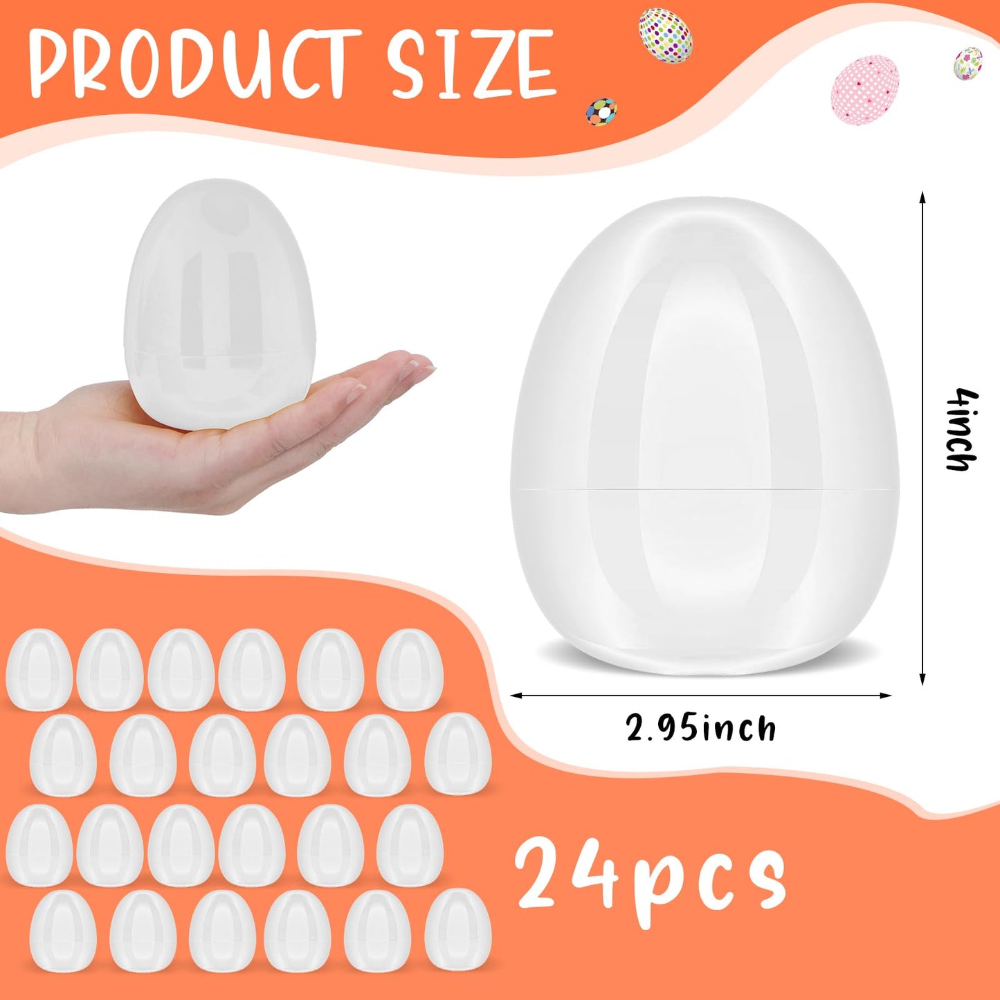 zsccxq 12 Pcs 4 Inch White Fillable Empty Plastic Easter Eggs Bright Easter Basket Stuffers for Easter Egg Hunt Surprise For Party Favor Decorations Boys Girls (White, 12)