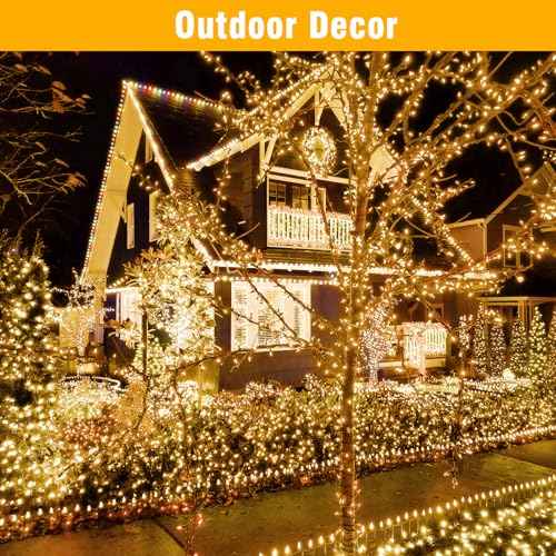 Nisocy 33FT LED String Lights Outdoor Waterproof ? Warm White Fairy Lights with Plug, Connectable Christmas Tree Lights for Patio, Garden, Bedroom, Wedding, Party, Decor