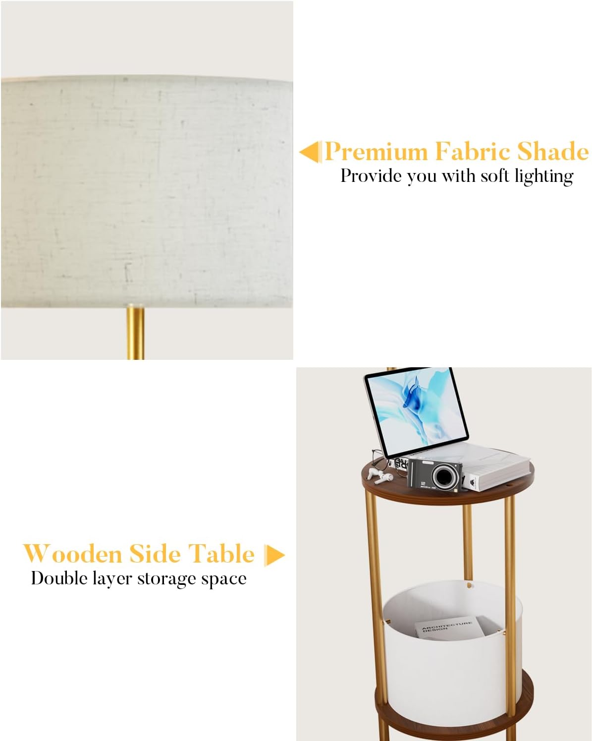 Tripod Floor Lamp, Black Standing Lamps with E26 Bulb Included, Mid Century Modern Tall Lamps for Living Room Bedroom Home Decor