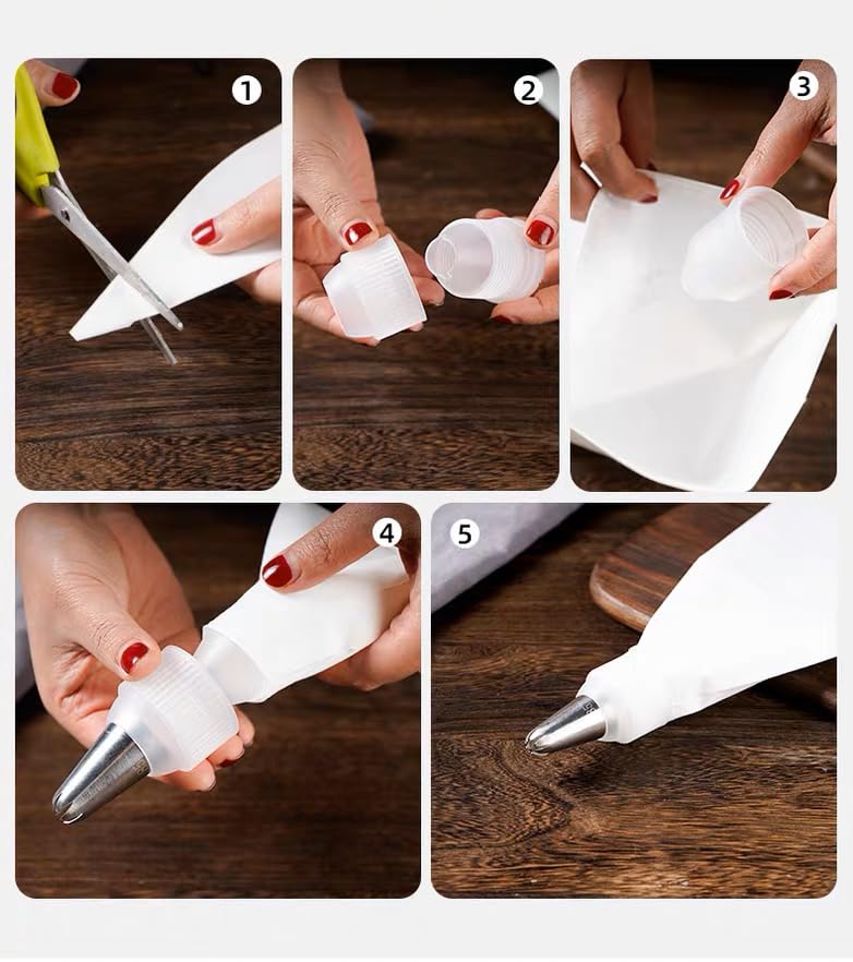 Piping Bags and Tips Set, 14Pcs Cake Decorating Kit with 16 inch Reusable Cotton Pastry Bags, Medium Icing Tips, 2 Couplers, 2 Icing Bags Ties, and Clean Brush