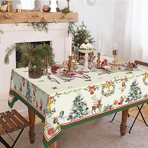 Yighty Rectangle Christmas Tablecloth 60 x 102in,Christmas Tree Elk