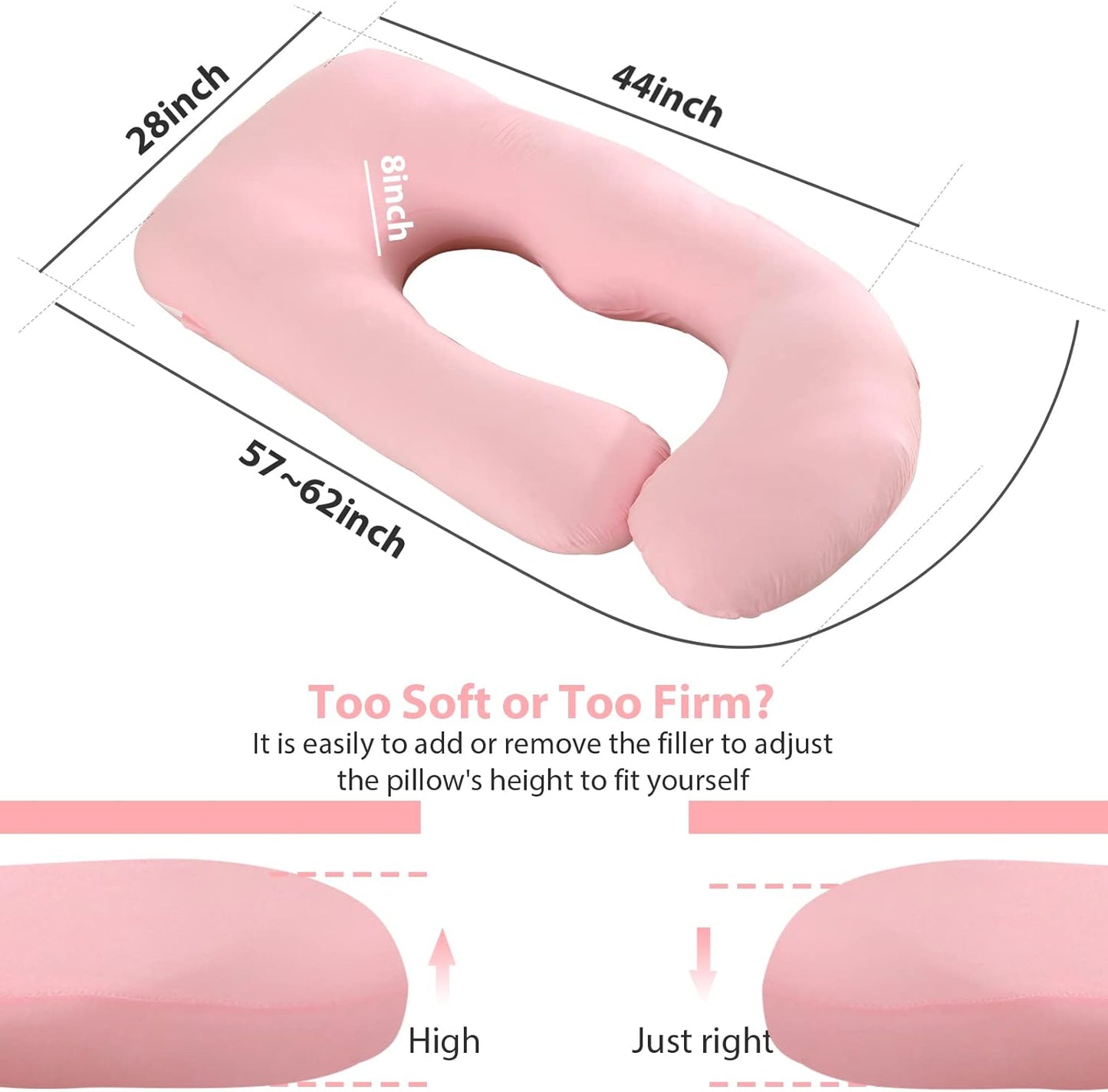 Victostar Pregnancy Pillow - 57-Inch U-Shaped Maternity Pillow for Full Body Support | Removable Cover