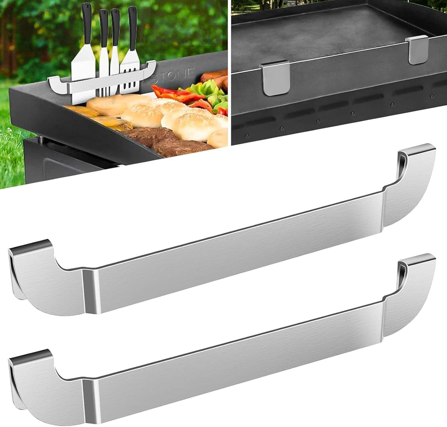 Skiennix Magnetic Griddle Spatula Holder - Stainless Steel Tool Rack for Blackstone Griddles | 2 Pcs