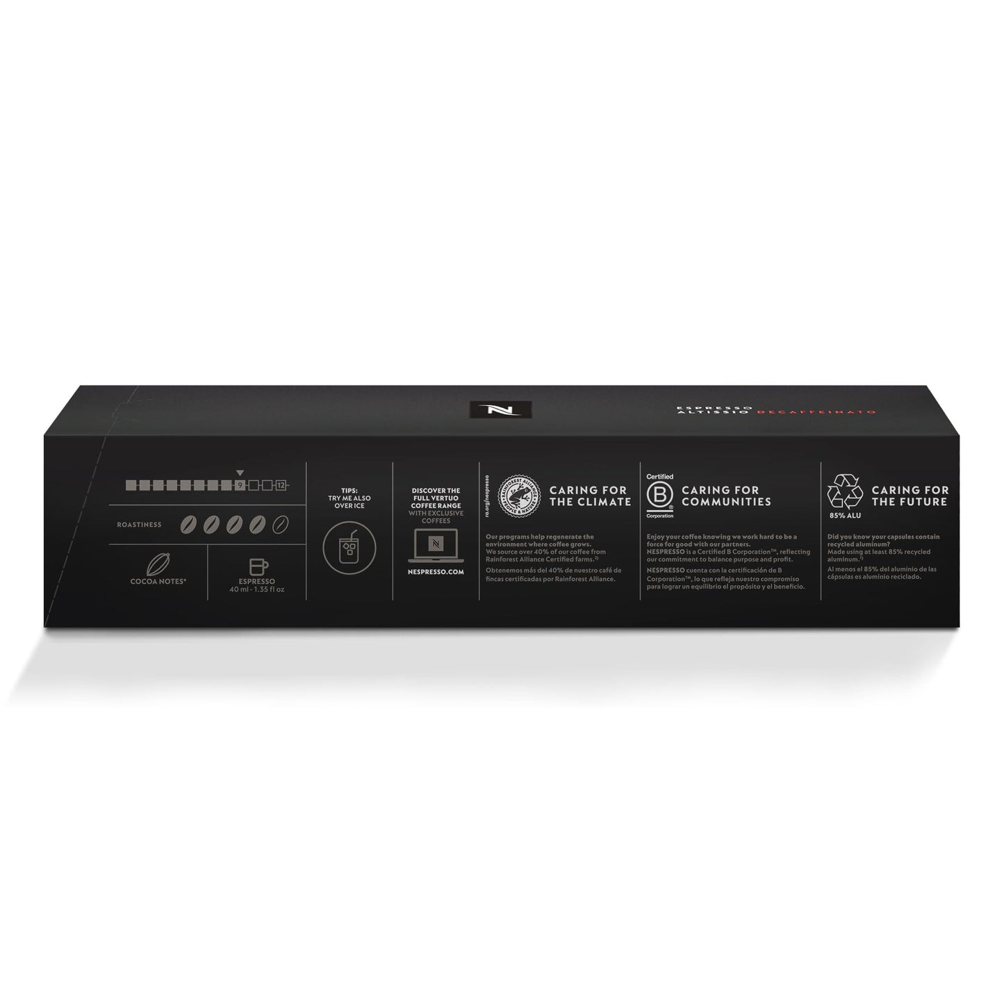 Nespresso Capsules Vertuo, Altissio Decaffeinato, Dark Roast Espresso, 50-Count Espresso Pods, Brews 1.35 oz.