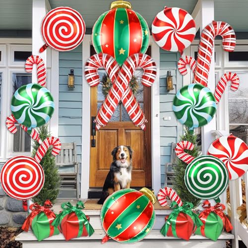 Festive Christmas Balloons Bundle - Red & Green Foil & Mylar Decor Set